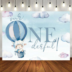 Aperturee - Onederful Hot Air Balloon Lamb 1st Birthday Backdrop