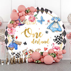 Aperturee - Onederland Dress Floral Round 1st Birthday Backdrop