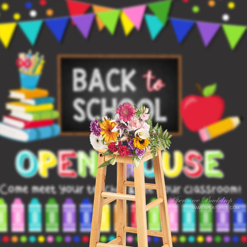 Aperturee - Open House Colorful Dot Crayon Back To School Backdrop