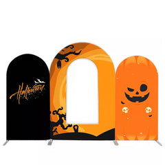 Aperturee Orange Black Bat Halloween Party Arch Backdrop Kit