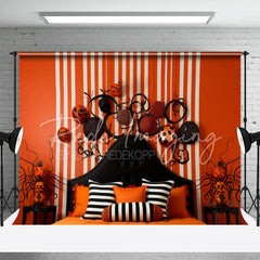 Aperturee - Orange Black Headboard Halloween Photo Backdrop