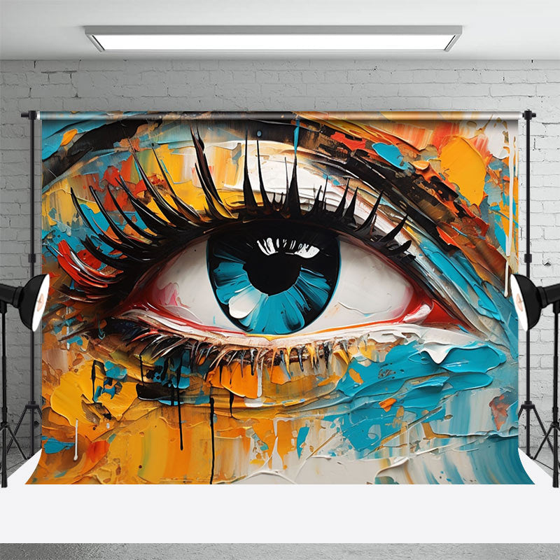 Aperturee - Orange Blue Eye Graffiti Wall Photo Shoot Backdrop