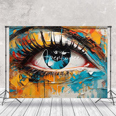 Aperturee - Orange Blue Eye Graffiti Wall Photo Shoot Backdrop