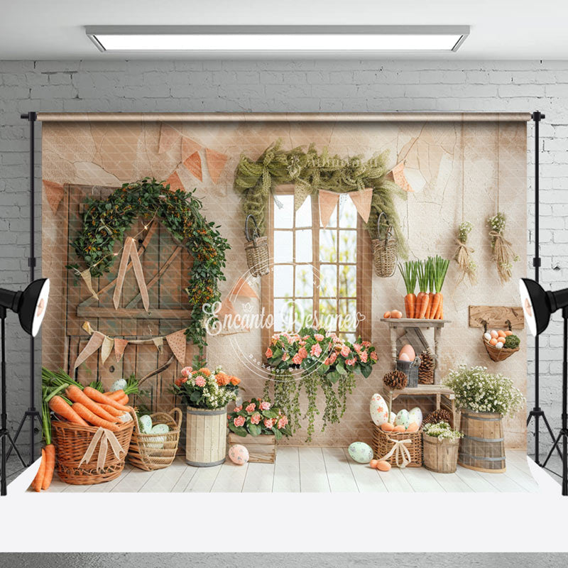 Aperturee - Orange Broken Wall Country Window Easter Backdrop