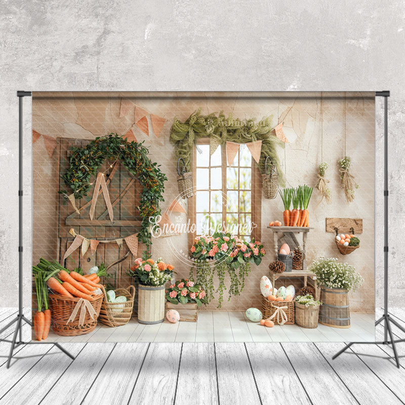 Aperturee - Orange Broken Wall Country Window Easter Backdrop