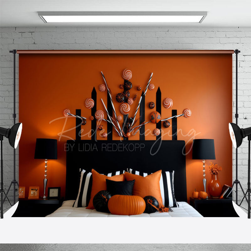 Aperturee - Orange Candy Halloween Headboard Photoshoot Backdrop