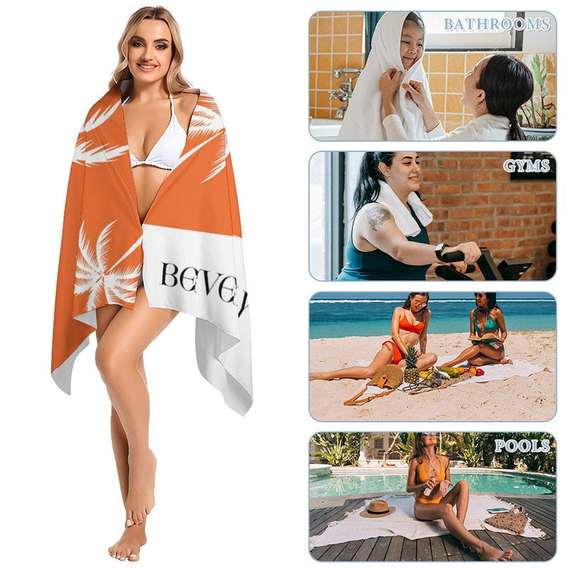 Aperturee - Orange Coconut Tree Hot Summer Custom Beach Towel