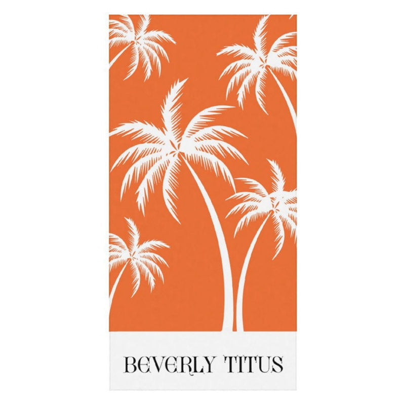 Aperturee - Orange Coconut Tree Hot Summer Custom Beach Towel