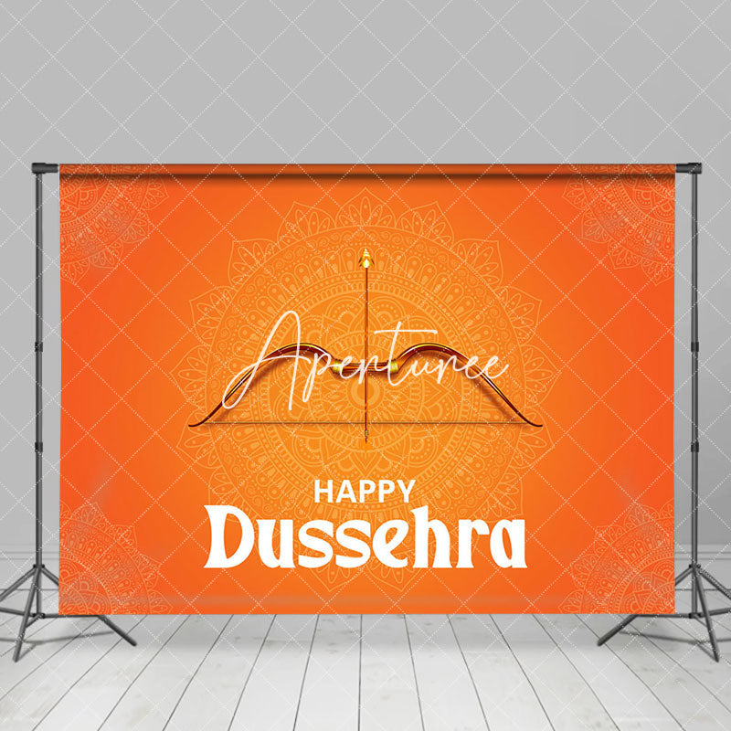 Aperturee - Orange Crossbow Arrow Indian Happy Dussehra Backdrop