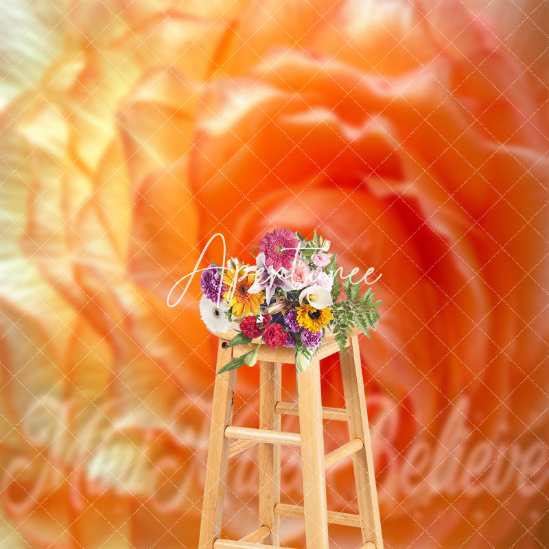 Aperturee - Orange Floral Petals Artistic Photography Backdrop