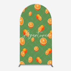 Aperturee - Orange Green White Plaid Birthday Arch Backdrop Kit