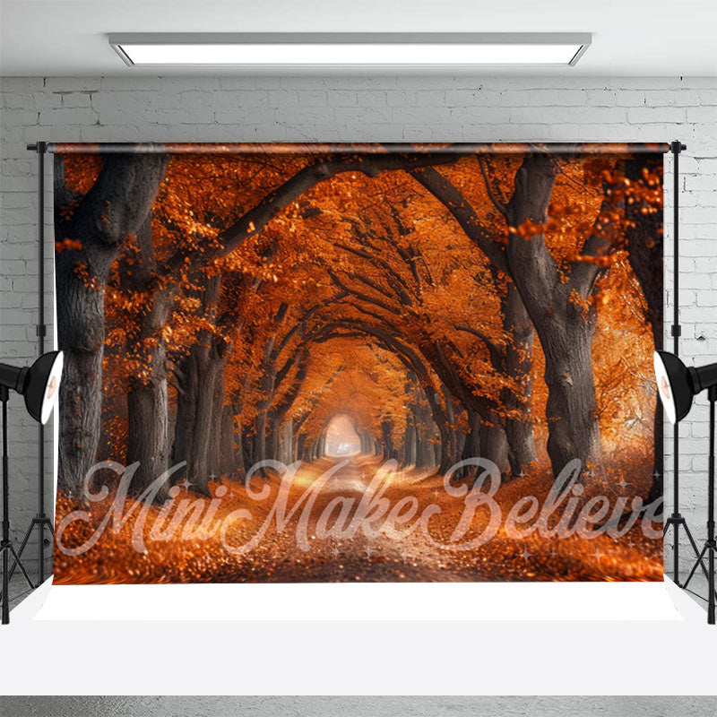 Aperturee - Orange Leaves Trees Forest Autumn Photo Backdrop