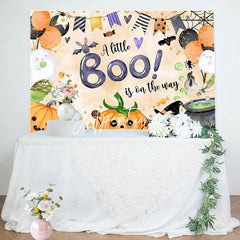 Aperturee - Orange Little Boo Halloween Baby Shower Backdrop