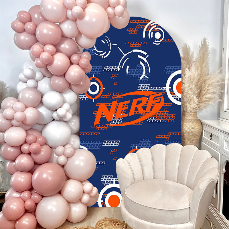 Aperturee - Orange Nerf Target Blue Arch Backdrop For Party