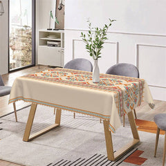 Aperturee - Orange Pattern Ethnic Design Rectangle Tablecloth