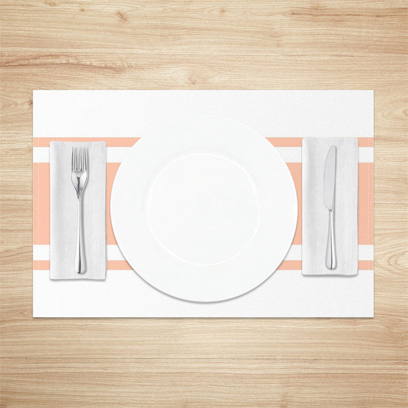 Aperturee - Orange Pink White Simple Dining Set Of 4 Placemats