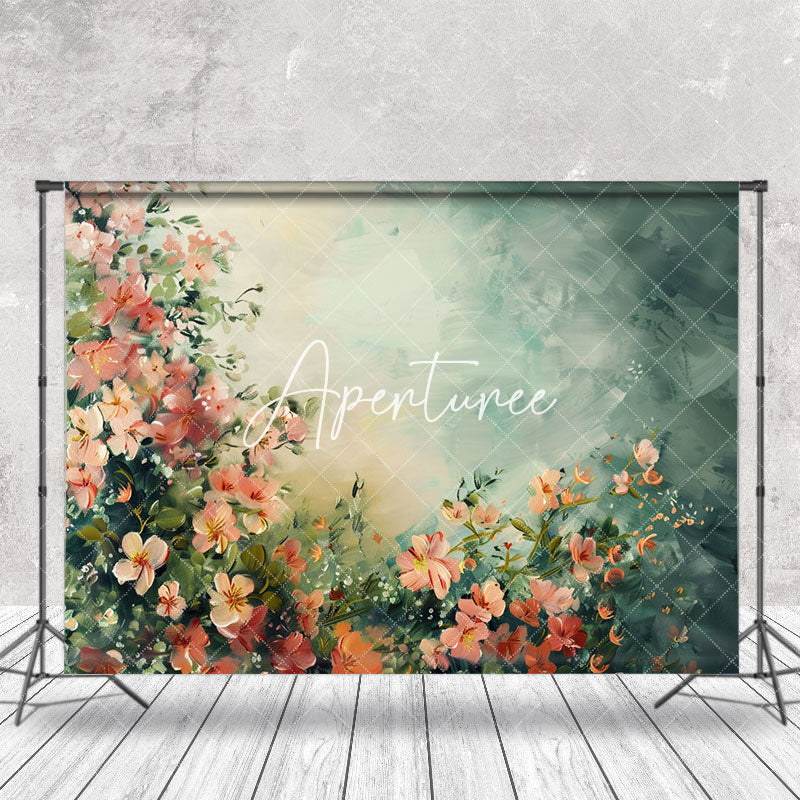 Aperturee - Orange Red Flowers Painting Abstract Fine Art Backdrop