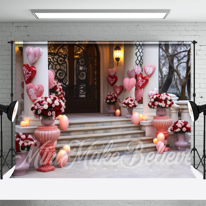 Aperturee - Ornate Front Door Rose Heart Valentines Day Backdrop