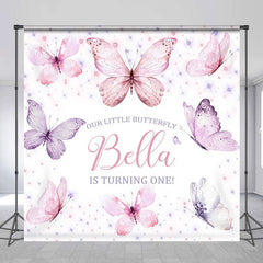 Aperturee - Our Litter Butterfly Pink Custom Birthday Backdrop