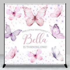 Aperturee - Our Litter Butterfly Pink Custom Birthday Backdrop