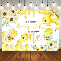 Aperturee - Our Little Honey Bee Is Turning One Birthday Backdrop