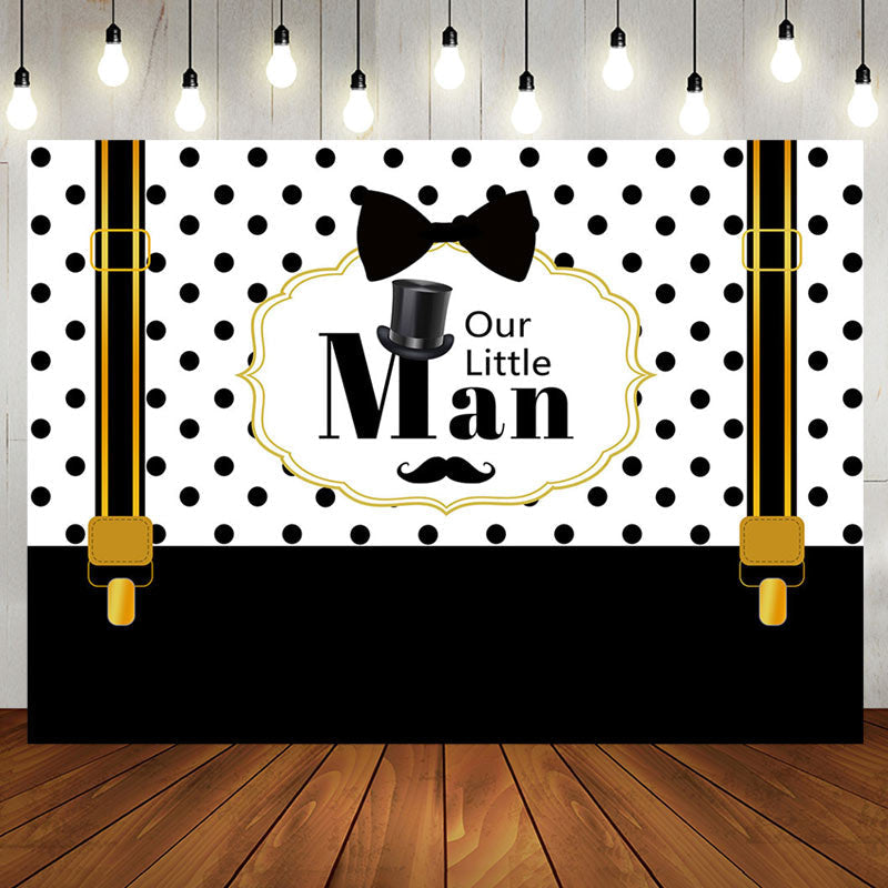 Aperturee - Our Little Man Black White Strap Baby Shower Backdrop