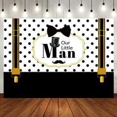 Aperturee - Our Little Man Black White Strap Baby Shower Backdrop