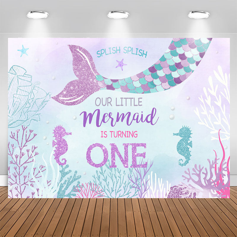 Aperturee - Our Little Mermaid Is Turning 1st Birthday Backdrop