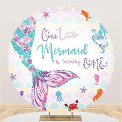 Aperturee - Our Little Mermaid Scale Round 1st Birthday Backdrop