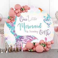 Aperturee - Our Little Mermaid Scale Round 1st Birthday Backdrop