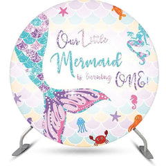 Aperturee - Our Little Mermaid Scale Round 1st Birthday Backdrop