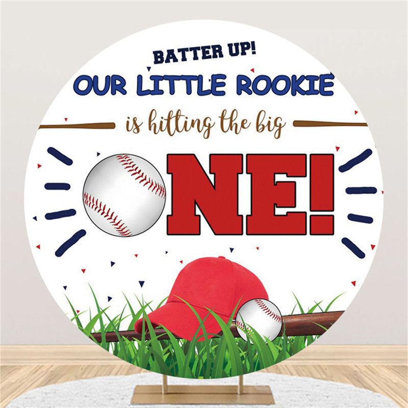 Aperturee Our Little Rookie Baseball Happy Birthday Circle Backdrop