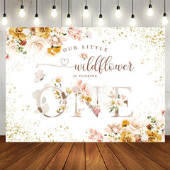 Aperturee - Our Little Wildflower Floral Happy 1st Birthday Backdrop