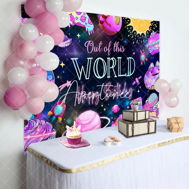 Aperturee - Out Of This World Desserts Galaxy Birthday Backdrop