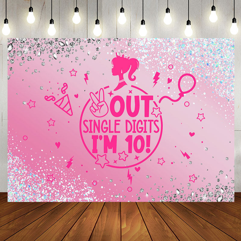 Aperturee - Out Single Digits Pink Girls 10th Birthday Backdrop