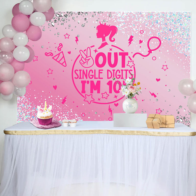 Aperturee - Out Single Digits Pink Girls 10th Birthday Backdrop