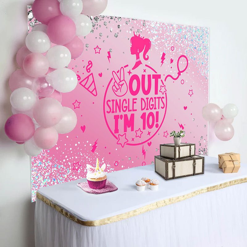 Aperturee - Out Single Digits Pink Girls 10th Birthday Backdrop