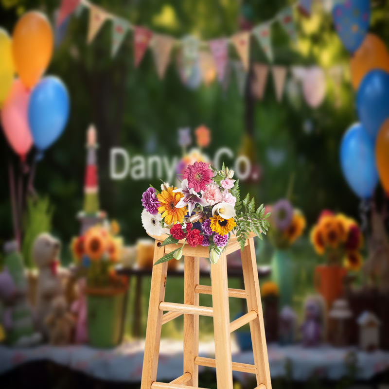 Aperturee - Outdoor Balloon Birthday Cake Smash Photo Backdrop