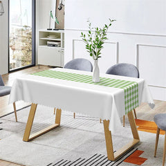 Aperturee - Outdoor Green White Gingham Rectangle Tablecloth