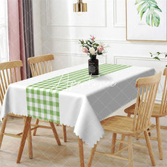 Aperturee - Outdoor Green White Gingham Rectangle Tablecloth