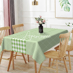 Aperturee - Outdoor Light Green Gingham Rectangle Tablecloth