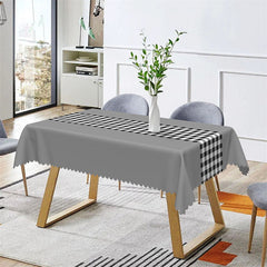 Aperturee - Outdoor Simple Gingham Grey Rectangle Tablecloth