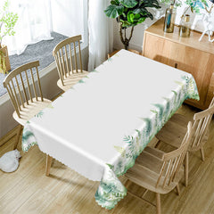 Aperturee - Outdoor Weed Green Leaf Pattern Rectangle Tablecloth