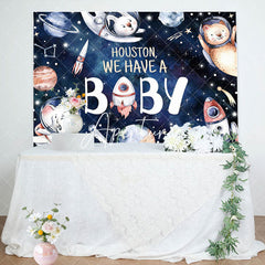 Aperturee - Outer Space Planet Animals Baby Shower Backdrop