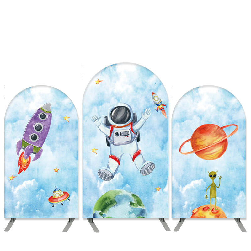 Aperturee Outer Space Theme Astronaut Arch Backdrop Kit for Party