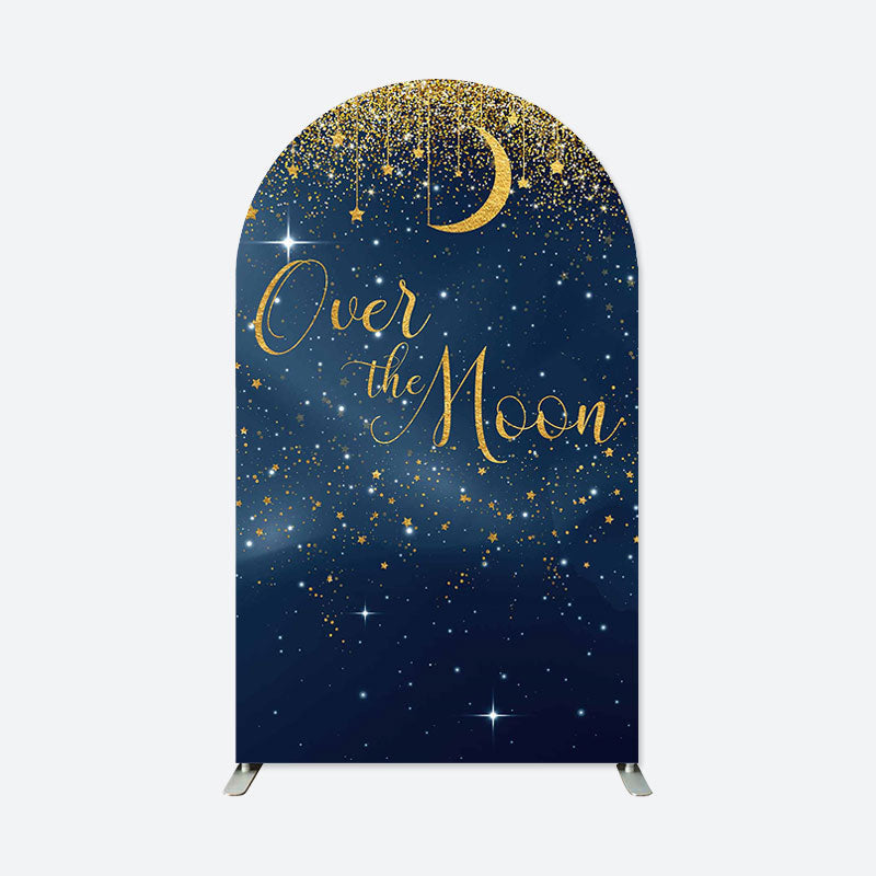 Aperturee - Over The Moon Baby Shower Double Sided Arch Backdrop