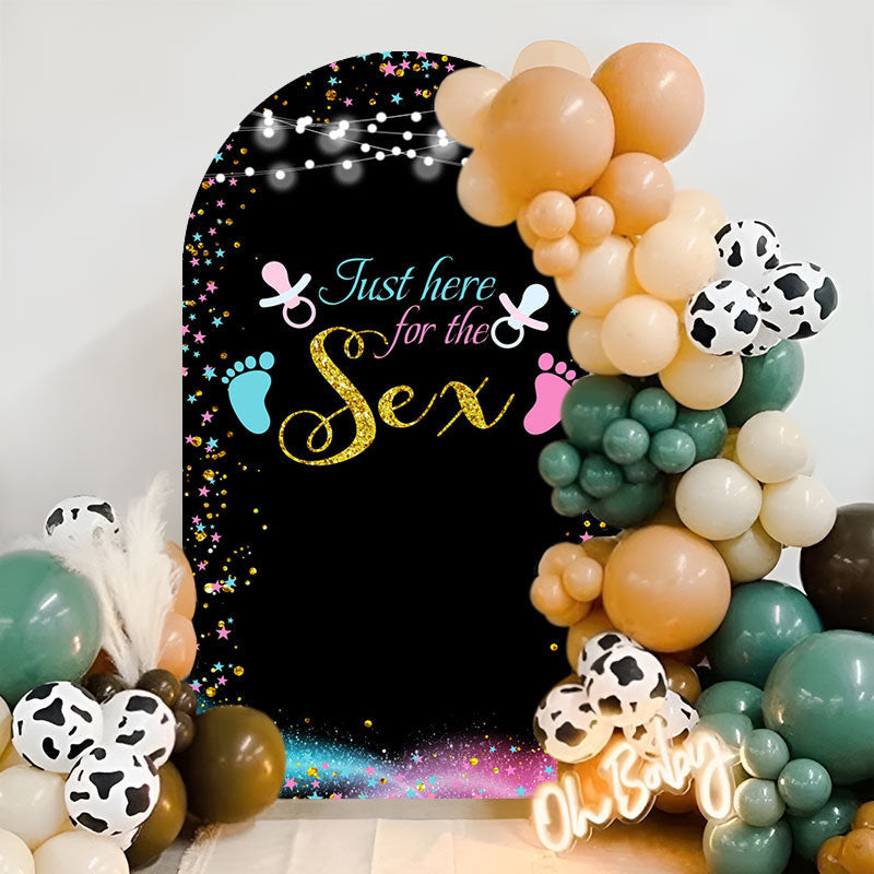 Aperturee - Pacifier Footprint Black Gender Reveal Arch Backdrop