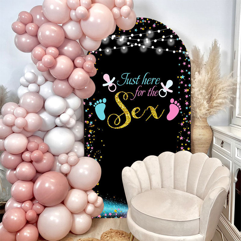 Aperturee - Pacifier Footprint Black Gender Reveal Arch Backdrop