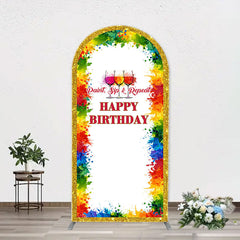 Aperturee - Paint Sip And Repeat Happy Birthday Arch Backdrop