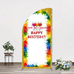 Aperturee - Paint Sip And Repeat Happy Birthday Arch Backdrop